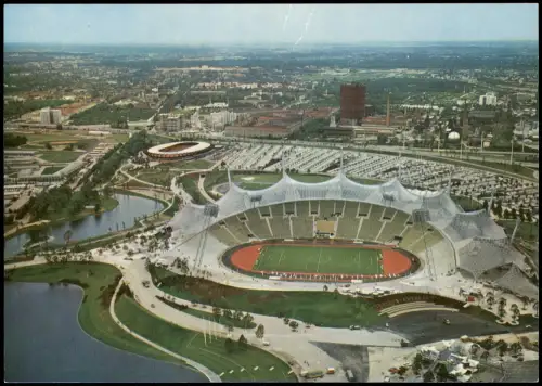 Ansichtskarte München Olympia-Stadion Football Stadium Aerial View 1972