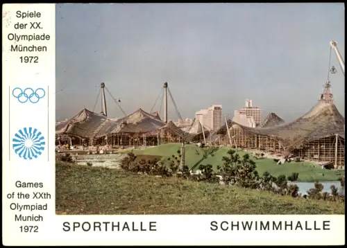 Ansichtskarte Milbertshofen-München Olympiapark SPORTHALLE SCHWIMMHALLE 1972