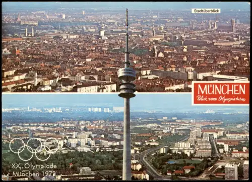 Ansichtskarte München Panorama-Ansichten Blick vom Olympiaturm 1972