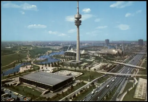 Ansichtskarte München Panorama-Ansicht mit Olympia Sportstätten 1972
