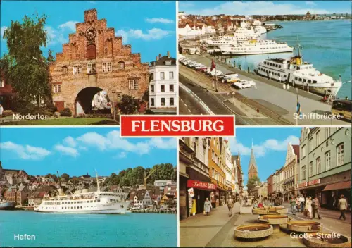 Ansichtskarte Flensburg 4 Bild Schiffbrücke Große Straße 1972