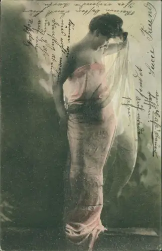 Ansichtskarte  Schöne Frau durchsichtiges Kleid - Erotik 1905