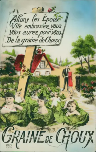 Ansichtskarte  Fotokunst Eltern und Kinder im Kohl Künstlerkarte 1929