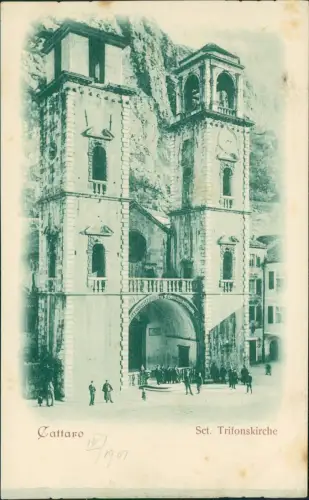 Postcard Kotor Cattaro (Котор) Sct. Trifonskirche 1911