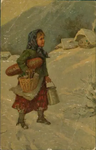 Ansichtskarte  Künstlerkarte Gemälde Die kleine Hamsterin Pinselduktus 1912