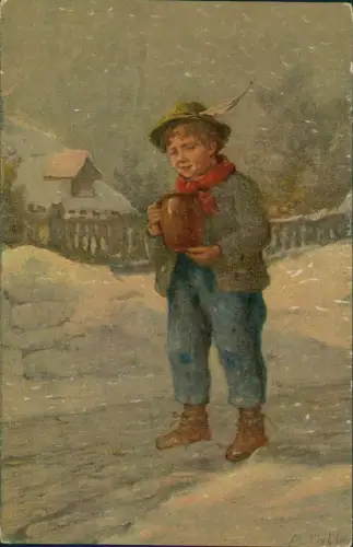 Ansichtskarte  Künstlerkarte Gemälde Der kleine Hamster Müller-Lingke 1912