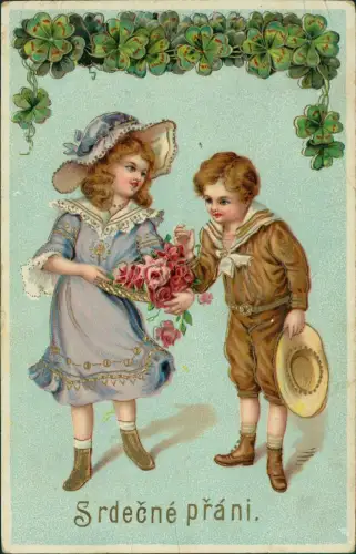 Geburtstag Birthday Kinder Glücksklee Srdečné přáni. 1911 Gold