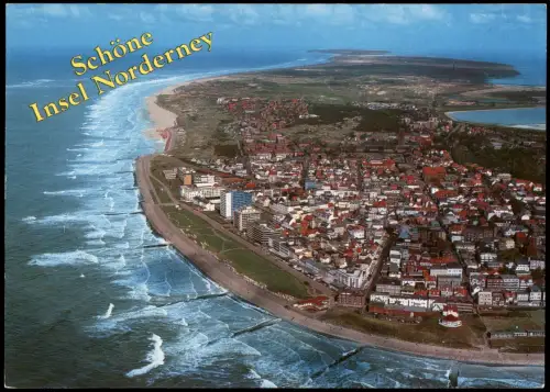 Ansichtskarte Norderney Luftbild Gesamtansicht v. Flugzeug aus 1990