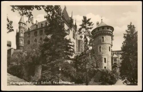 Ansichtskarte Wernigerode Schloss Wernigerode mit Feudalmuseum 1954