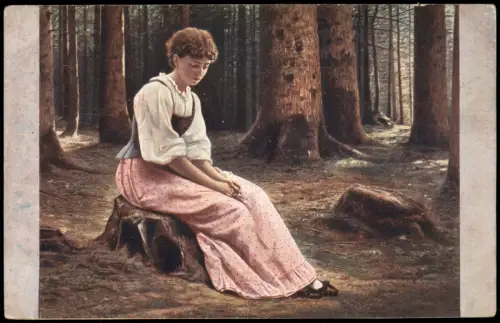 Sitzende junge Frau  - Ma quiétude est perdue - Max Nonnenbruch (Künstler) 1915