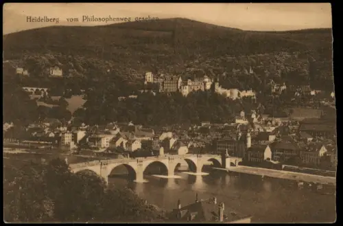 Ansichtskarte Heidelberg vom Philosophenweg gesehen 1915