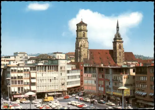 Ansichtskarte Stuttgart Marktplatz und Stiftskirche 1970