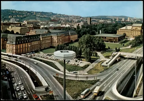 Ansichtskarte Stuttgart Charlottenplatz aus der Vogelschau-Perspektive 1970