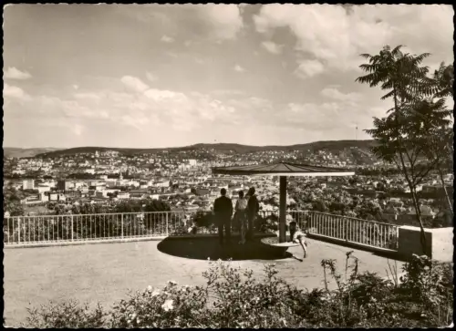 Ansichtskarte Stuttgart Panorama-Ansicht Graf Zeppelin Aussichtsplatte 1962
