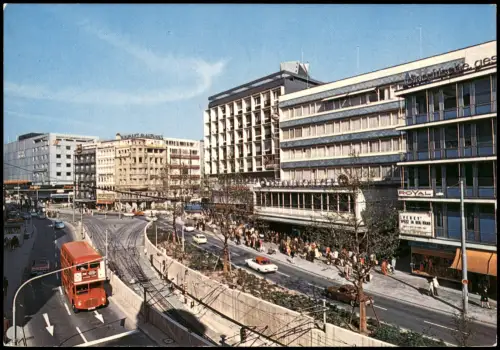 Ansichtskarte Stuttgart Eberhardstrasse, Verkehr, Geschäftshäuser 1970