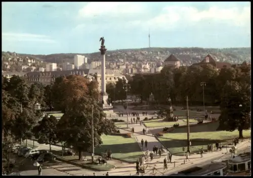 Ansichtskarte Stuttgart Schloßplatz aus der Vogelschau 1965