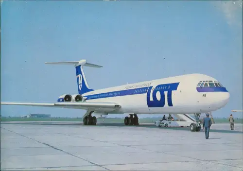 Ansichtskarte  POLISH AIRLINES POLSKIE LINIE Flugzeug Jet Ilyushin-62 1978