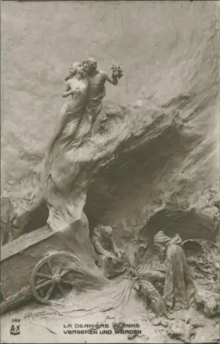 Ansichtskarte  Künstlerkarte LA DERNIERE lebendiger Marmor Erotik 1913