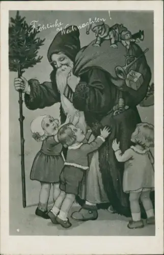 Ansichtskarte  Weihnachten Christmas Weihnachtsmann Santa Claus Kinder 1940