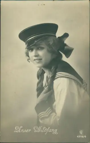 Ansichtskarte  Schöne junge Frau Matrosenanzug Fotokunst Unser Wildfang 1915