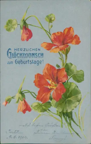 Geburtstag Birthday Mohn Mohnblumen Äesthetic Jugendstil 1904 Silber-Effekt