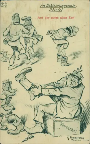 Ansichtskarte  Miltär Humor Scherzkarte Soldaten Bekleidungsamte 1917 Feldpost
