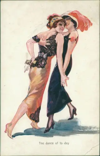 Ansichtskarte  Künstlerkarte Mode elegant The dance of to day Frauen 1913