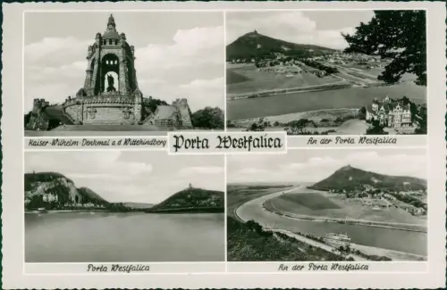 Ansichtskarte Porta Westfalica 4 Bild Denkmal Umland Stadt 1961