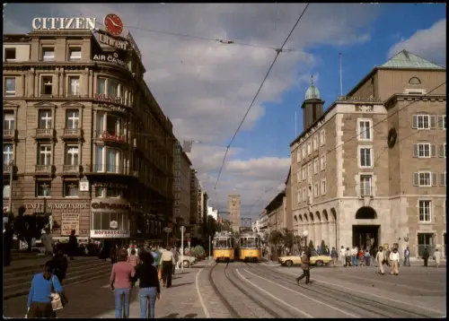 Stuttgart Königstraße Tram Straßenbahn Verkehr Autos Geschäfte 1970