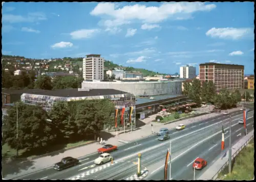 Stuttgart Panorama-Ansicht Lieder-Halle Autos u.a. Volkswagen VW Käfer 1980