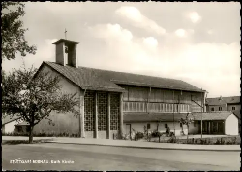 Vaihingen-Stuttgart Strassen Partie BÜSNAU mit Kath. Kirche 1960