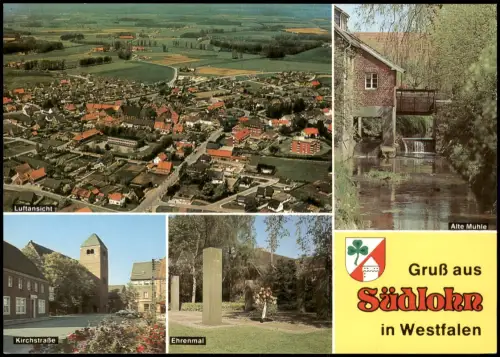 Südlohn Mehrbild-AK Ortsansichten u. Luftbild Luftaufnahme 1983