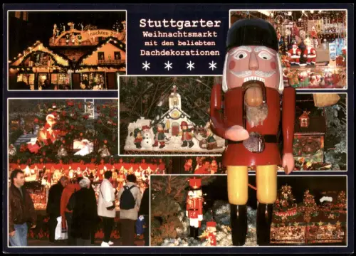Stuttgart Mehrbildkarte Stuttgarter Weihnachtsmark tmit Dachdekorationen 1980