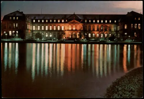 Stuttgart Neues Schloss (Abend-/Nacht-Beleuchtung) Spiegelbild 1975