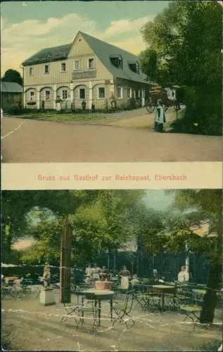 Postkarte Ebersbach Neugersdorf 2 Bild Gasthof zur Reichspost Oberlausitz 1913