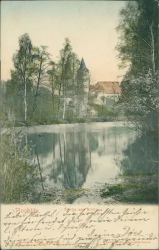 Ansichtskarte Rochlitz Partie am Schloß - Handcolorierte Künstlerkarte 1904