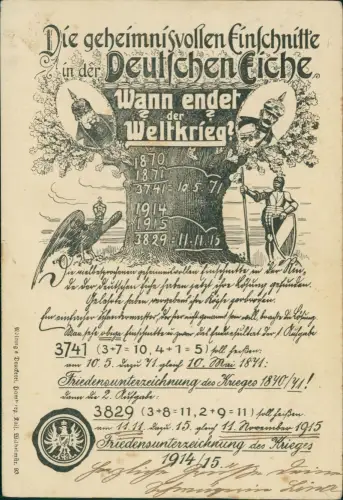 Ansichtskarte  Kuriositäten Deutsche Eiche Wann endet der Weltkrieg 1915