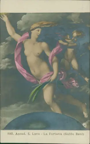 Künstlerkarte Gemälde Fotokunst coloriert La Fortuna Guido Reni 1914