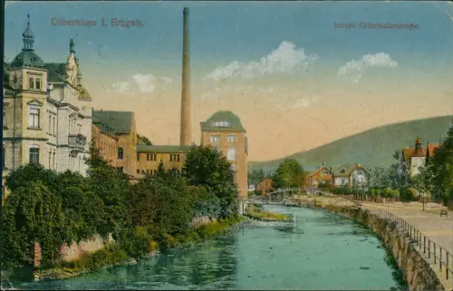 Ansichtskarte Olbernhau Innere Grünthalerstraße. 1919  gel. 1942