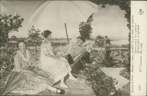 Künstlerkarte Fotokunst Salon Paris Young Girls in a Garden 1911