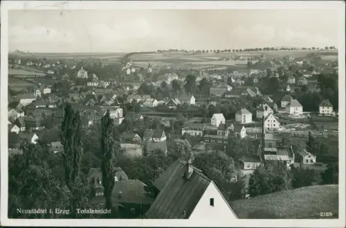 AK Neustädtel-Schneeberg Erzgebirge Stadtblick 1937  Mischprankatur Luftpost