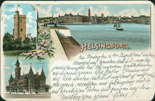Litho AK Helsingborg Hälsingborg 3 Bild Stadt Rathaus Karnan 1899