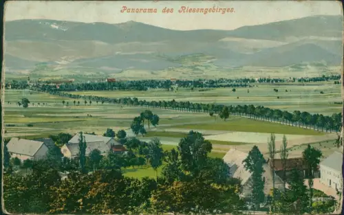 .Tschechien Fernblick vom Ort auf das Riesengebirge Krkonoše 1913