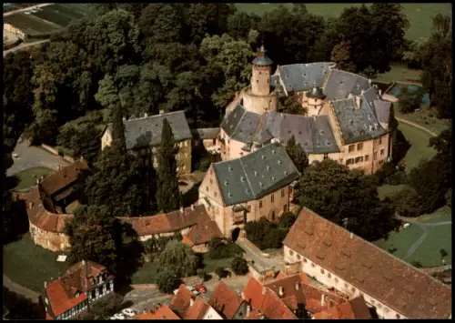 Ansichtskarte Büdingen Schloss in Hessen vom Flugzeug aus, Luftaufnahme 1990