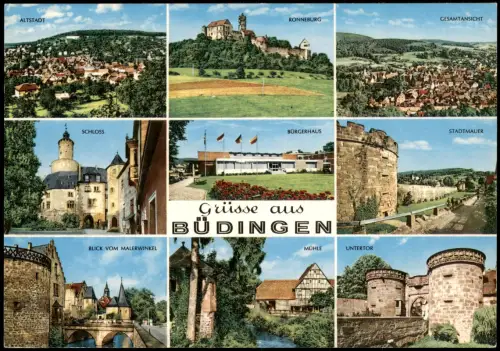Büdingen Mehrbildkarte u.a. BÜRGERHAUS RONNEBURG   SCHLOSS 1965