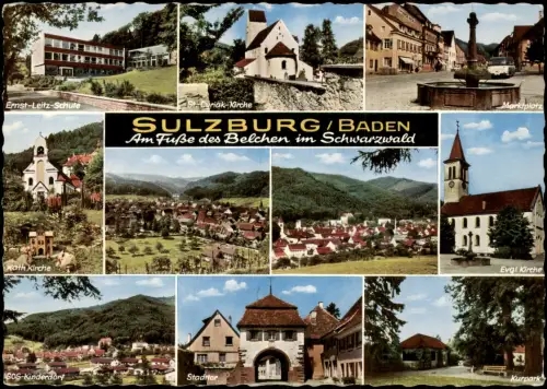 Sulzburg Mehrbild-AK Schule ASOS-Kinderdorf Marktplatz St-Curiak-Kirche 1965