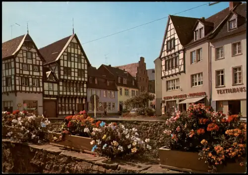Bad Münstereifel Stadtteilansicht, Geschäfte Fachwerkhäuser 1970