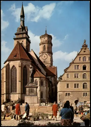 Stuttgart Stiftskirche mit Fruchtkasten und Schillerdenkmal 1970
