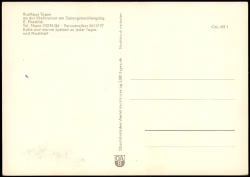 Töpen Rasthaus Raststätte Mehrbildkarte mit Innenansichten 1965