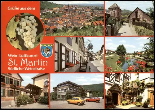 Sankt Martin (Pfalz) Panorama, Gehöft, Dorfteich, Gassen, Gasthaus 1995